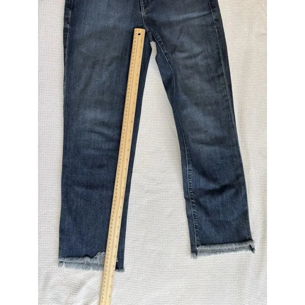 Parker Smith Jeans Women 25 Dark Wash Raw Hem Cropped Straight Leg Preppy Staple